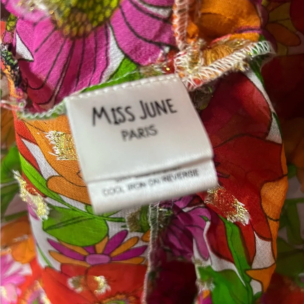 Miss June Paris floral v-neck midi dress OS - Picture 4 of 6